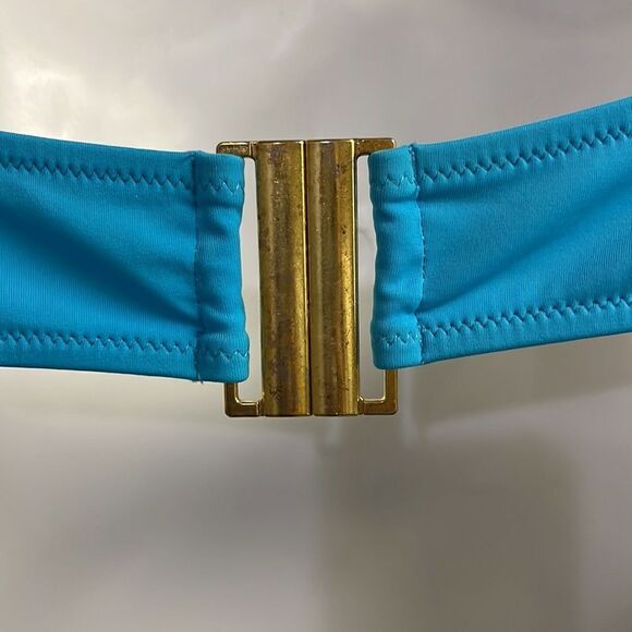 J. Crew Blue One Piece Halter Swim Suit with Cutout Back-& Metal Closure-Size 12 - Picture 8 of 16